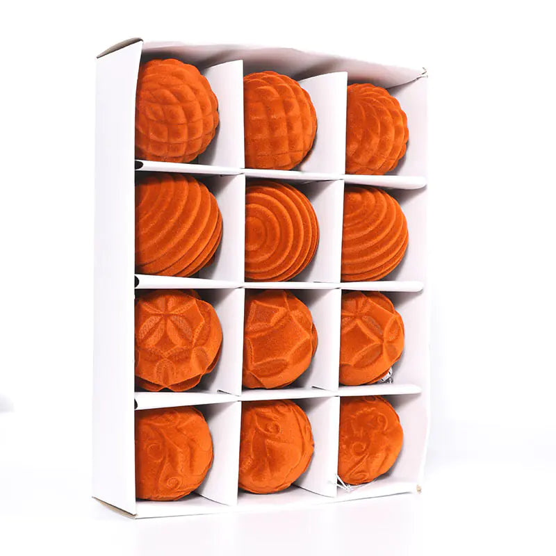 12er-Pack Samt-Weihnachtsbaumkugeln - Plastikkugeln