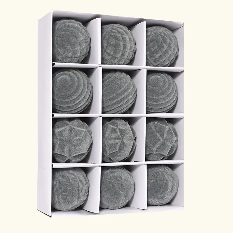 12er-Pack Samt-Weihnachtsbaumkugeln - Plastikkugeln