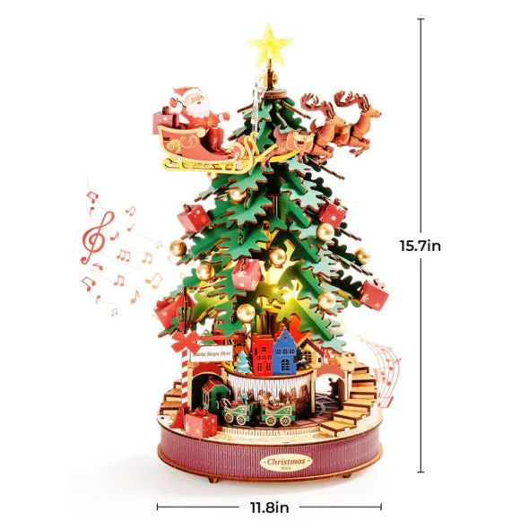 Weihnachtlicher 3D-Holzbaum „Christmas Melody Tree“ – Musikbox, Holzpuzzle & Festdeko