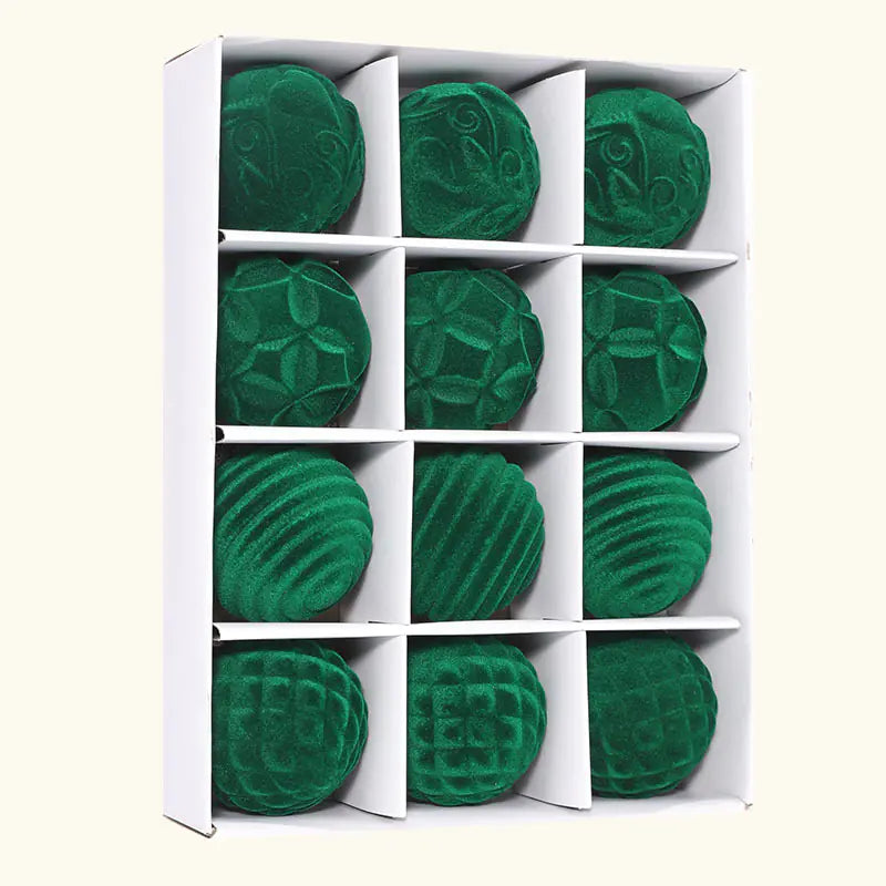 12er-Pack Samt-Weihnachtsbaumkugeln - Plastikkugeln